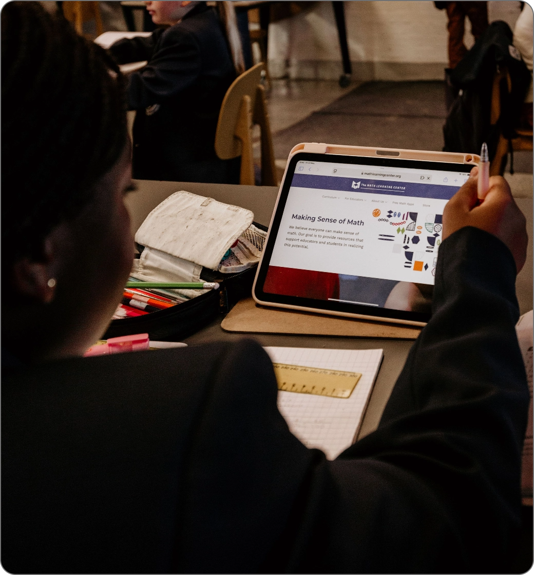 Picture of Rallim student on iPad